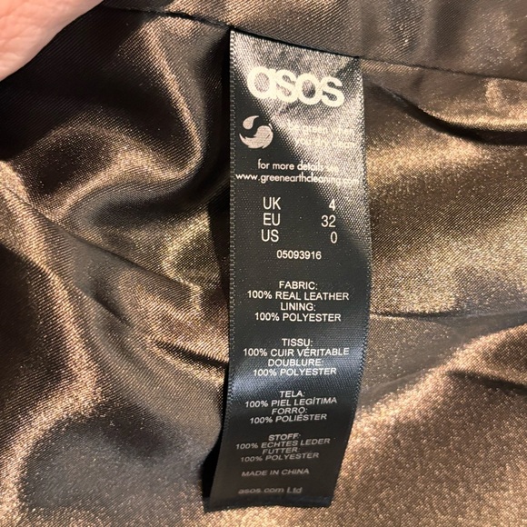 ASOS Sz 0 Brown Leather Wrap Midi Skirt Smooth and Patterned Lined Belted NWOT - Picture 8 of 11